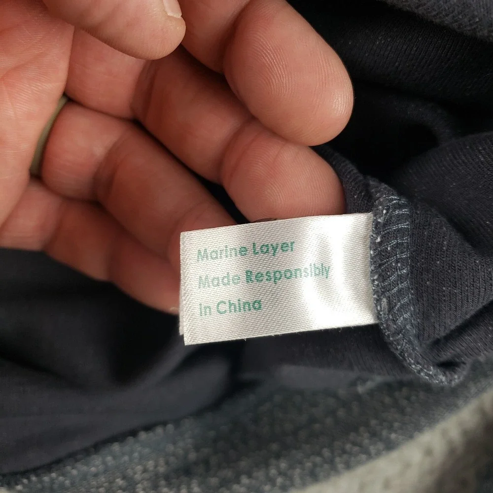 Marine Layer Sweater Mens Large Gray Blue Henley Clayton‎ Textured Mock Neck